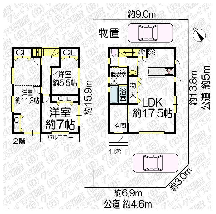 その他の地域 構造:木造土地面積:142.22平米 ( 43.02坪 ) 建物面積:104.34平米 ( 31.56坪 )