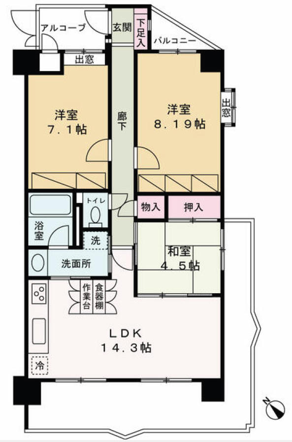 豊明市国道1号線北側 構造:鉄筋コンクリート造専有面積:79.53平米 ( 24.05坪 )